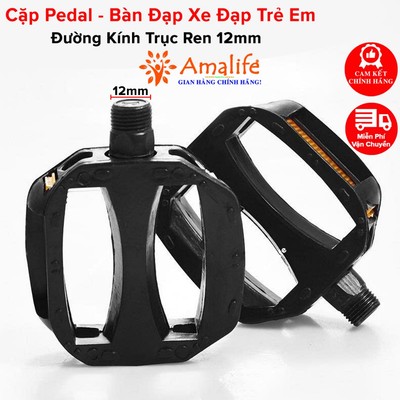 Cặp Bàn Đạp Xe Đạp Trẻ Em Trục Ren 12mm, Pedal Xe Đạp, Pedan Xe Đạp Cho Bé Có Phản Quang, Vòng Bi Thép Hãng Amalife