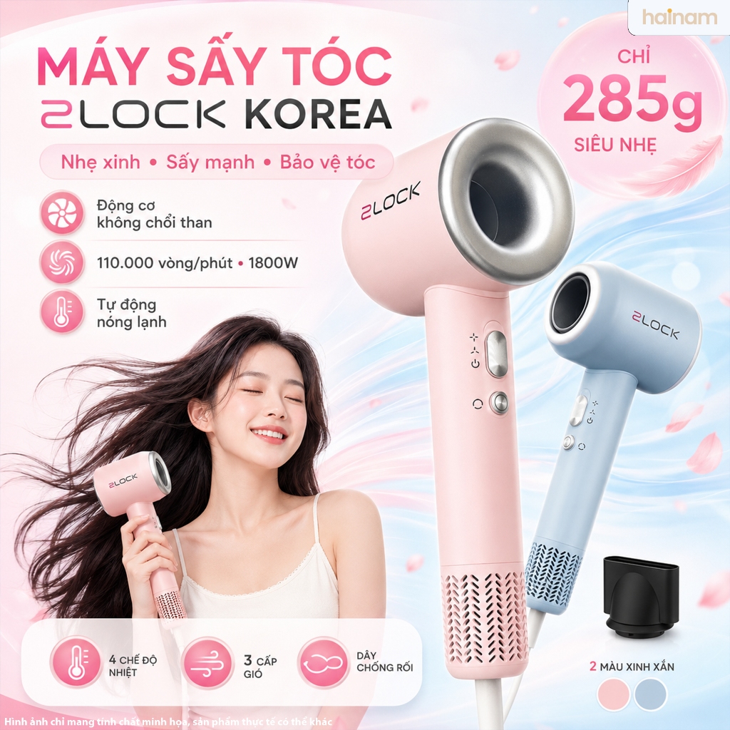 Máy sấy tóc 2Lock Korea Model 2026 I Điện áp 220/240V-50/60HZ