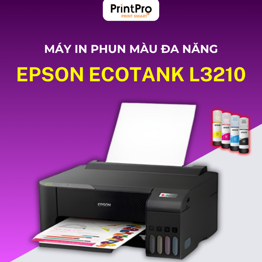 Máy in phun màu Epson Ecotank L3210 (In/Scan/Copy) Hàng chính hãng - Bao gồm hộp mực