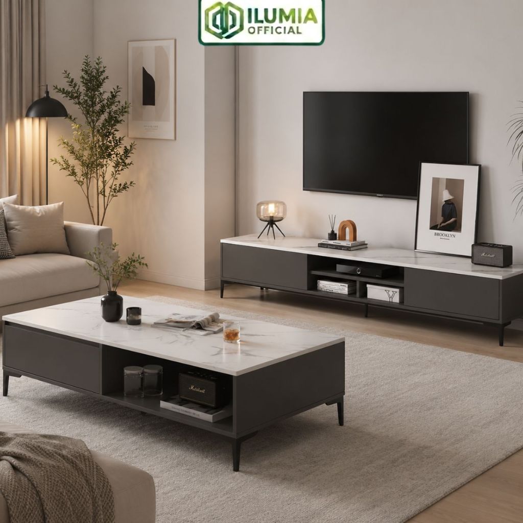 Combo kệ ti vi bàn trà phòng khách thương hiệu ILUMIA