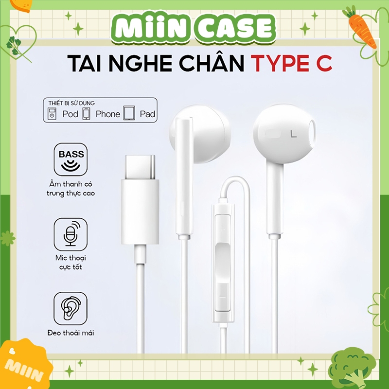 Tai Nghe Có Dây Chân Type-C Có Hỗ Trợ Mic Nghe Gọi, Âm Bass Siêu Chất Cho iP…