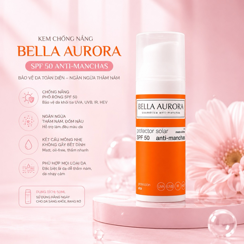 KEM CHỐNG NẮNG Bella Aurora Anti-Dark Spot Sunscreen SPF50