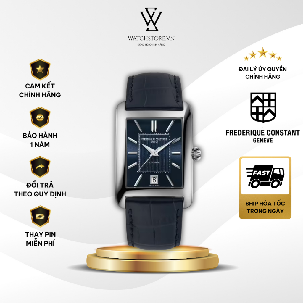 Đồng Hồ Cơ Nam Frederique Constant FC-303N4C26 (FC-303N4C6) Mặt Kính Sapphire 30x33mm Dây Da Xanh Ch