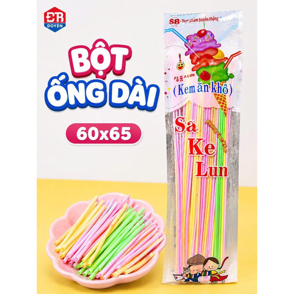 Bịch 65que kẹo bột ống dài