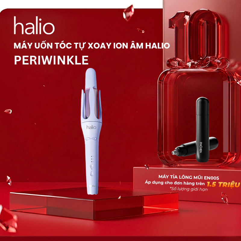 Máy Uốn Tóc Tự Xoay Ion Âm Halio instaCurl Premium Automatic Hair Styler Periwinkle