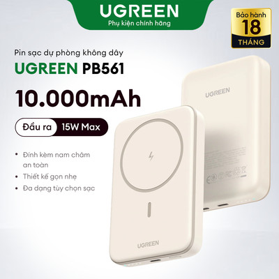 Sạc dự phòng không dây Ugreen Magnetic 10000mAh PD 20W sạc nhanh cho Iphone PB561 - Chính Hãng