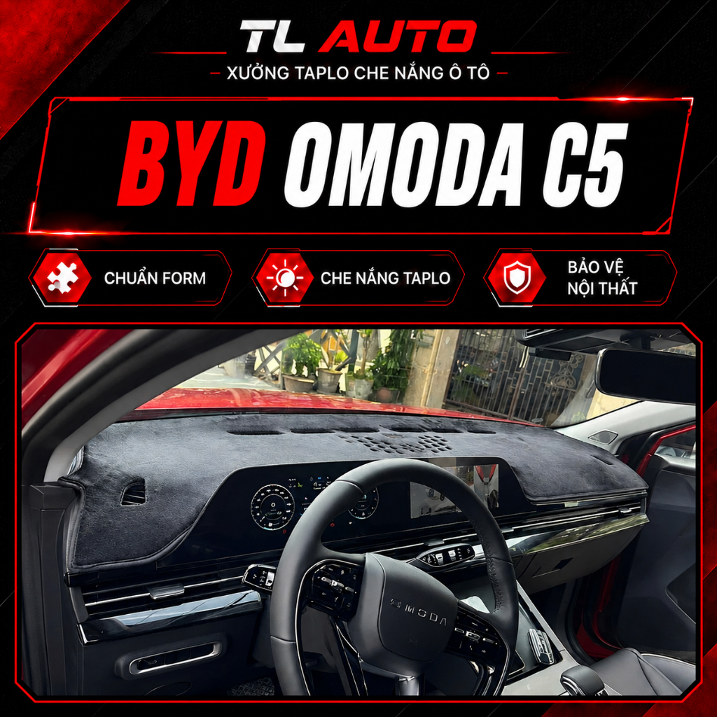 Thảm taplo ô tô OMODA C5, thảm taplo che nắng da carbon, nhung cừu cao cấp, chuẩn form