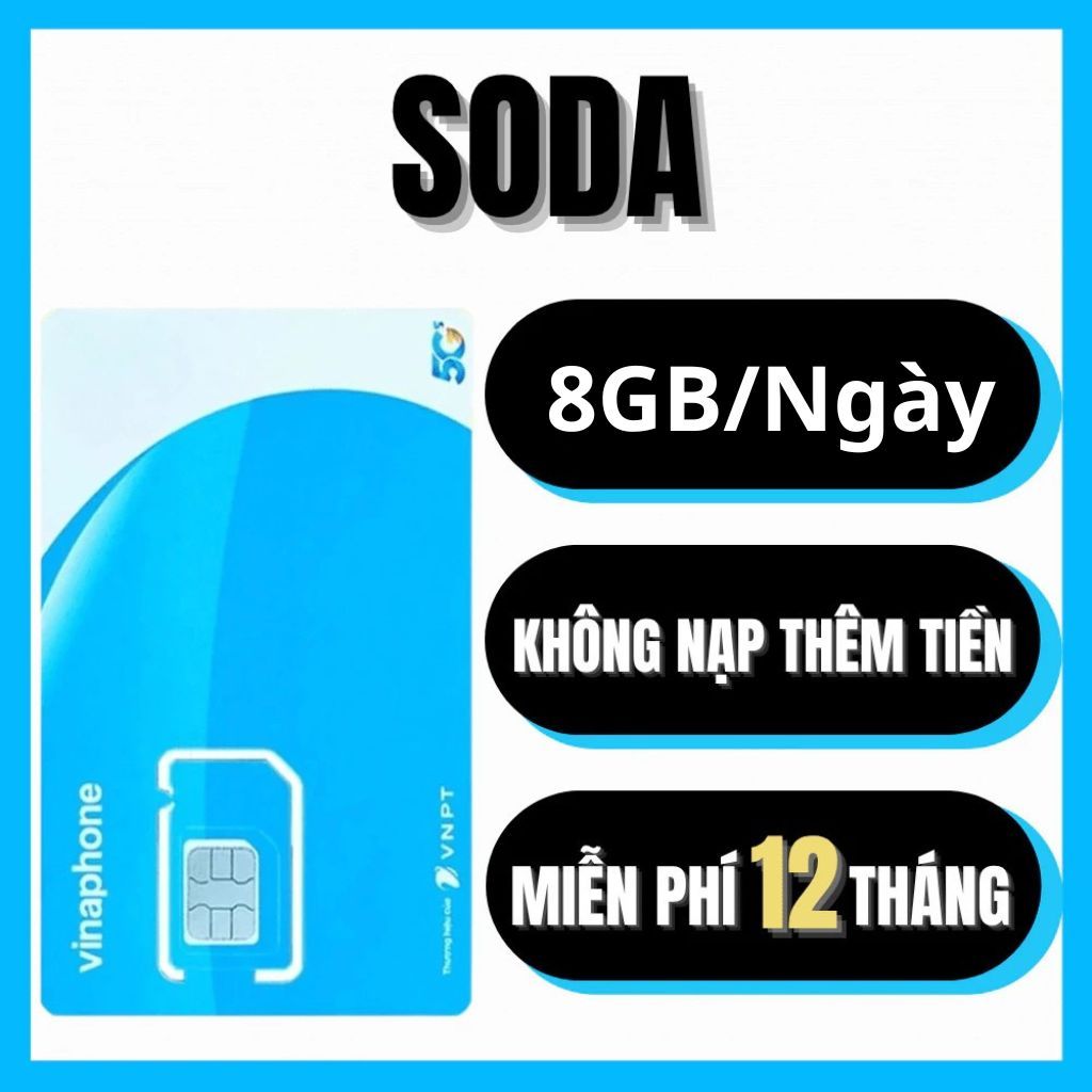SIM Vinaphone Data 1 Năm 12SODA125 - Miễn Phí Data TikTok YouTube MyTV