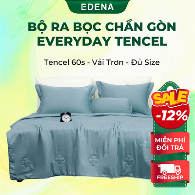 Bộ Ra Bọc Chần Gòn Tencel Everyday Edena gồm 5 món, đủ size trơn nhiều màu cao cấp, mềm mịn, mát lạnh, an toàn cho da