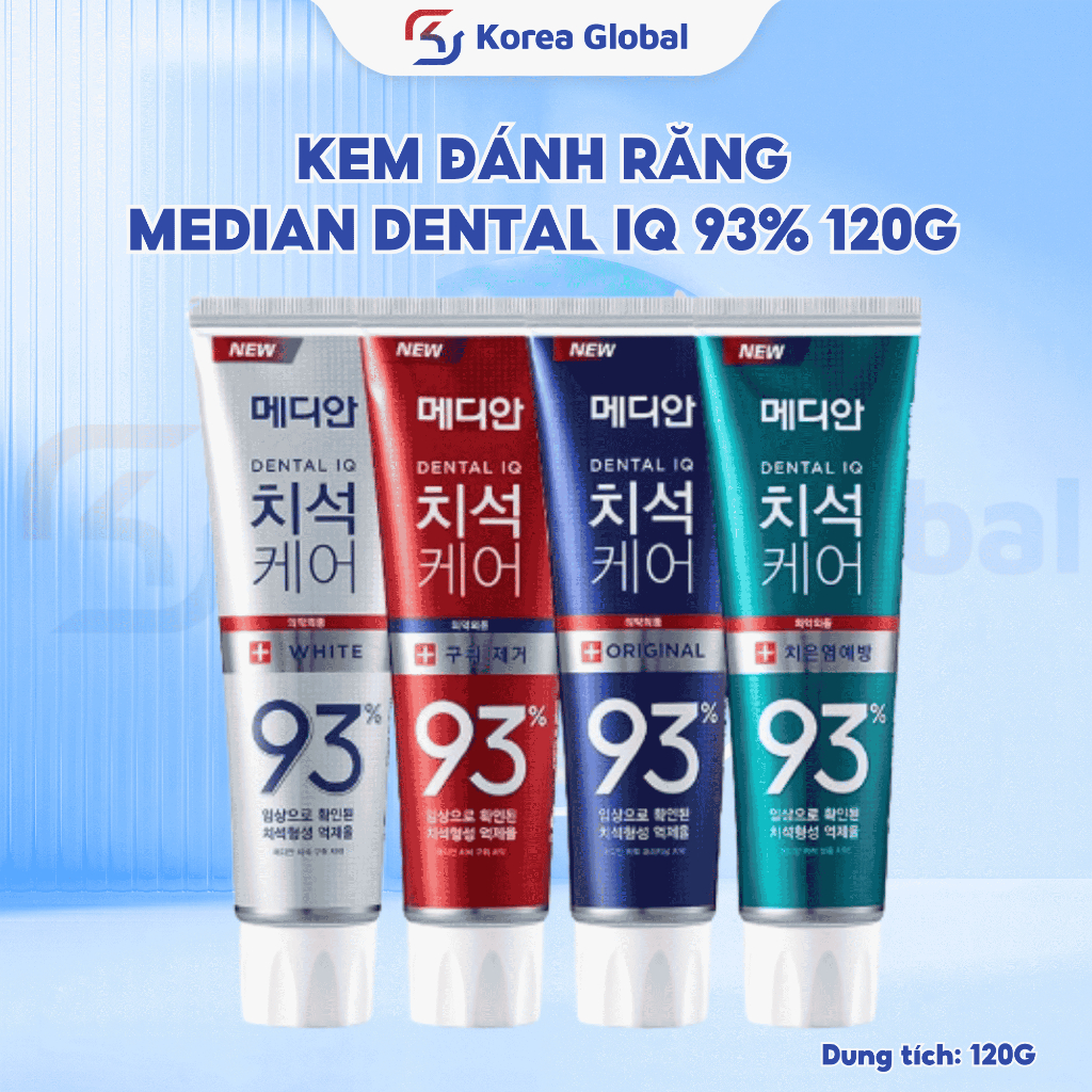 Kem Đánh Răng Median Dental IQ 93% 120g – Trắng Răng, Ngừa Sâu Răng, Thơm Miệng