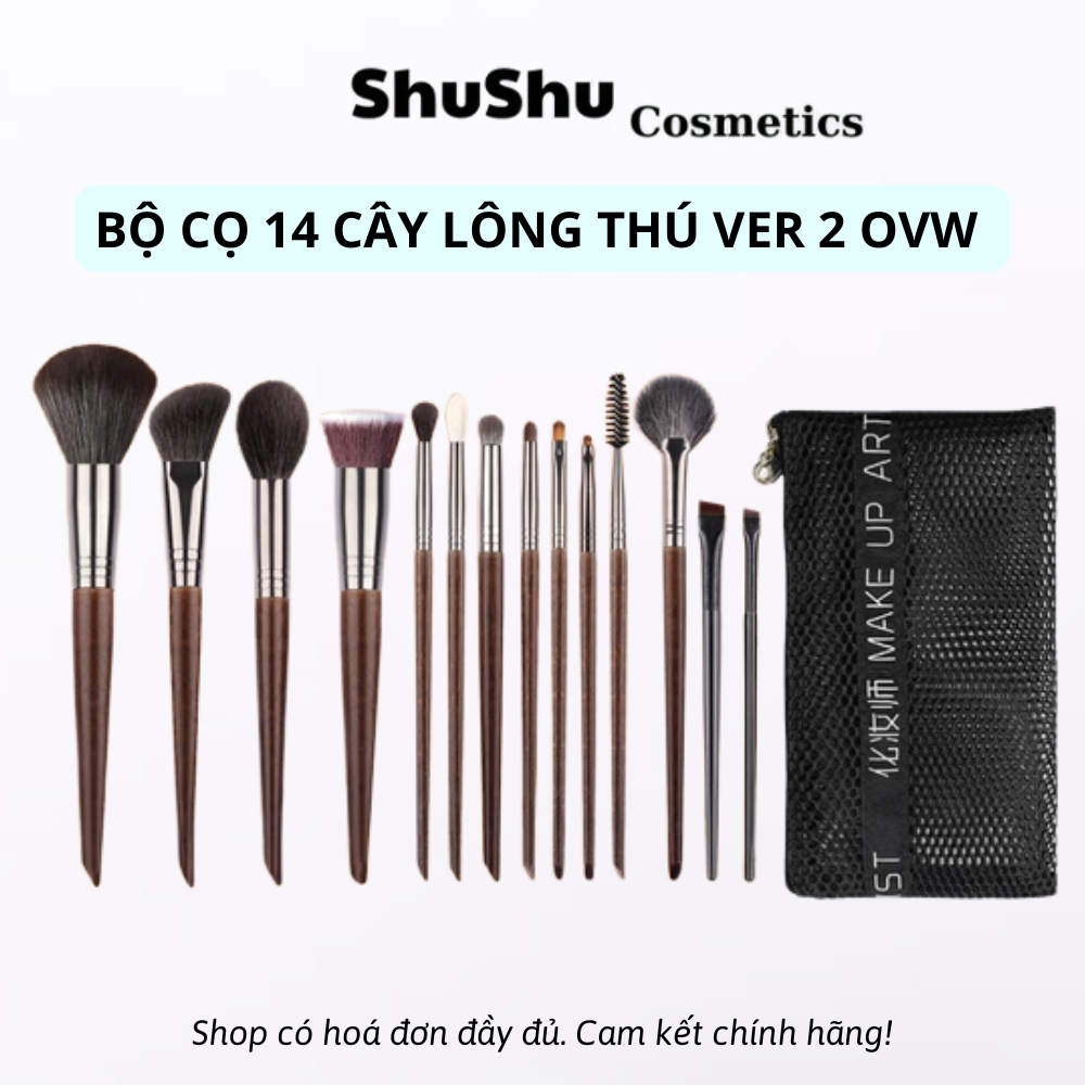 [OVW] Bộ Cọ Trang Điểm 14 Cây Ver 2 Lông Tự Nhiên, Trang điểm chuyên nghiệp OVW SHUSHU COSMETICS