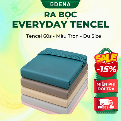 Ra bọc Tencel 60s Edena màu trơn bo chun mát lạnh