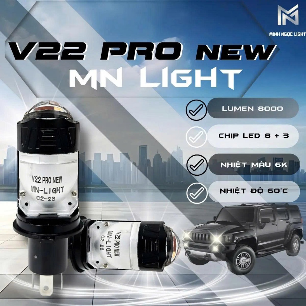 Bóng pha Led ô tô, xe máy V22 ULTRA Siêu sáng
