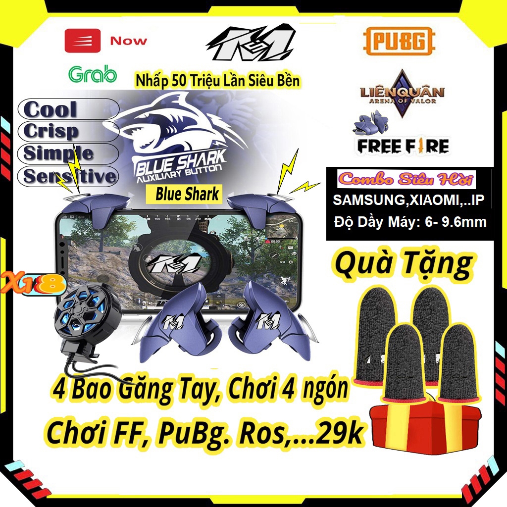 🆔Nút bắn Pubg FF Call of duty CH5.1, phụ kiên hỗ trợ chơi game Tặng kèm 4 bao tay cầm chơi game siêu
