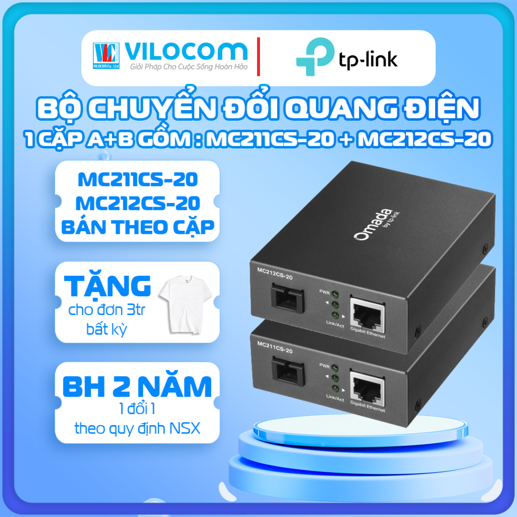 Bộ chuyển đổi quang điện Tp-Link MC210CS - MC220L - MC212CS-20 - MC211CS-20 - Hàng Chính Hãng