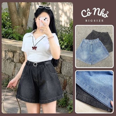 Quần Đùi Jean Bigsize Nữ Dáng Ngố Lưng Chun Co Giãn Chất Denim Mềm Cho Chubby Q555