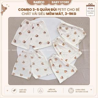 Combo 5 Quần Đùi Sơ Sinh Vải Petit Họa Tiết Nền Kem Siêu Mềm Mát VT Kids Cho Bé