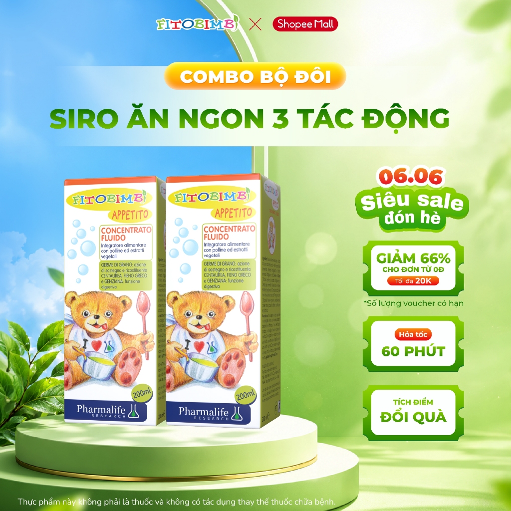 Combo 2 Hộp Siro Ăn Ngon Fitobimbi Appetito - Siro Ăn Ngon 3 Tác Động
