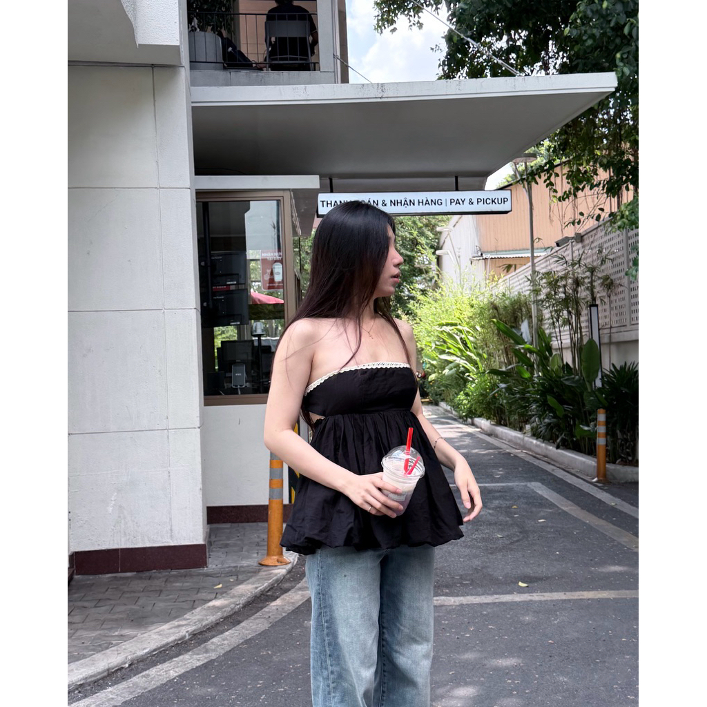 BABYTOP 𝙄𝙢𝙥𝙚𝙧𝙛𝙚𝙘𝙩 - Áo babydoll màu đen Basic