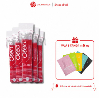 Tặng 1 mặt nạ] Combo 5 gói bông tẩy trang Olea 140 miếng (5 gói x 140 miếng)