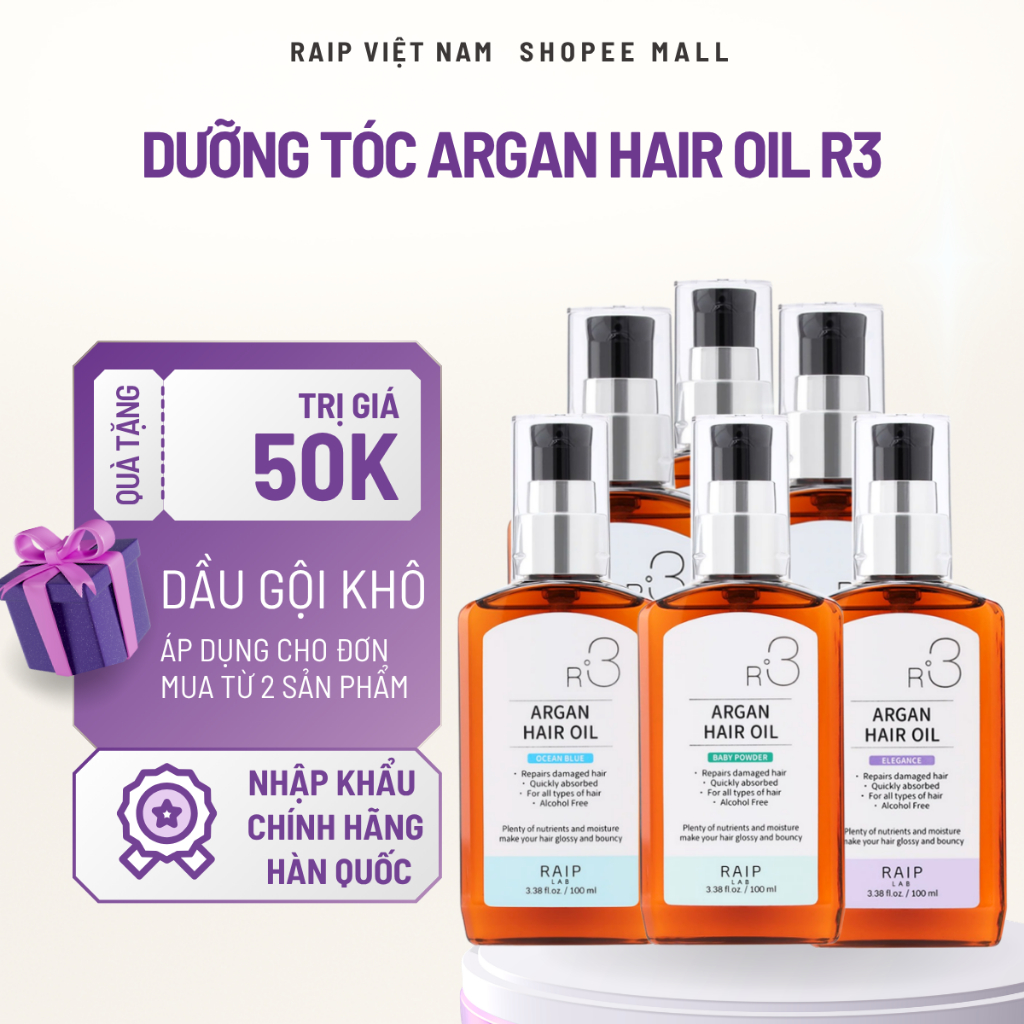 Tinh dầu dưỡng tóc RAIP LAB R3 Argan Hàn Quốc dưỡng mềm mượt tức 100ml