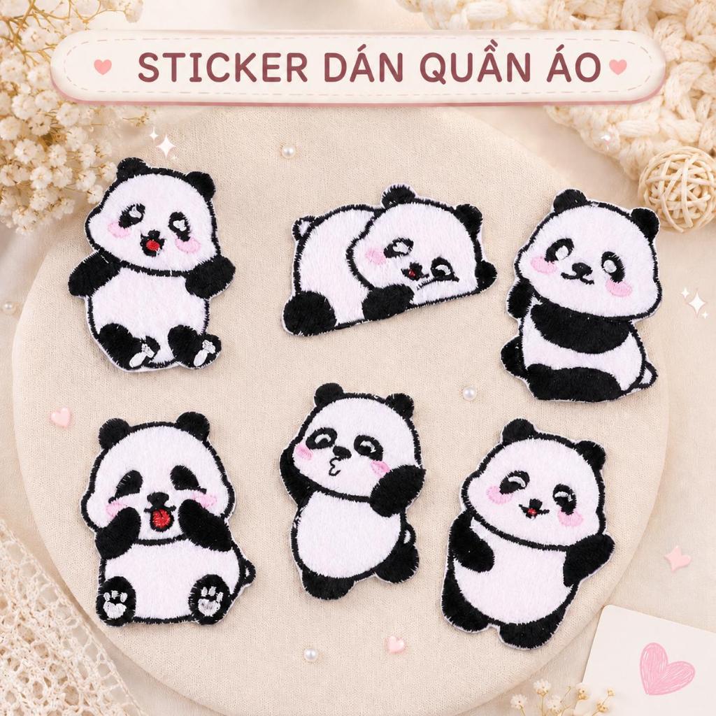 Miếng vá quần áo rách, hình thêu áo bị rách Hình Gấu Trúc Panda Fubao Panda Aibao Songbao Dễ Thương