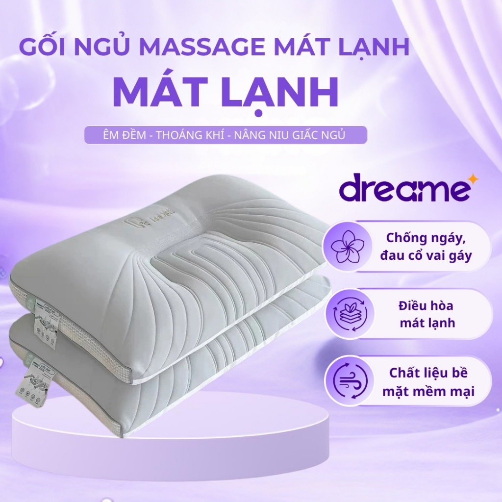 Combo 2 Gối Ngủ Điều Hòa Mát Lạnh Massage Chống Ngáy, Gối Ngủ Hỗ Trợ Ngủ Nhanh, Êm Cổ Vai Gáy