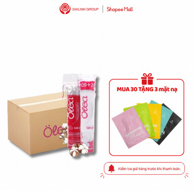 Thùng 30 gói bông tẩy trang Olea chính hãng nhập khẩu 120+20 miếng TẶNG MẶT NẠ