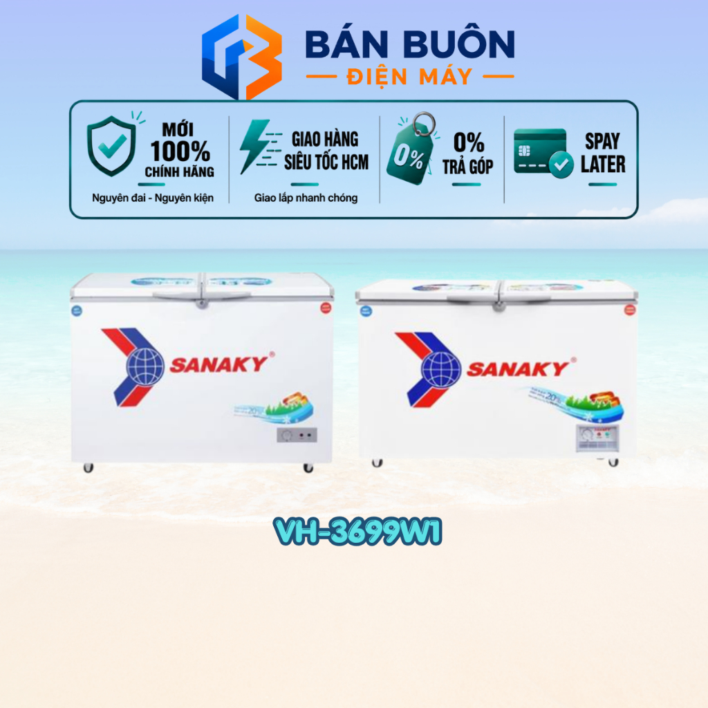 VH-3699W1 Tủ Đông Sanaky – 260 Lít, 2 Ngăn Đông Mát, Dàn Lạnh Đồng, Bảo Hành 24 Tháng VH-3699W1