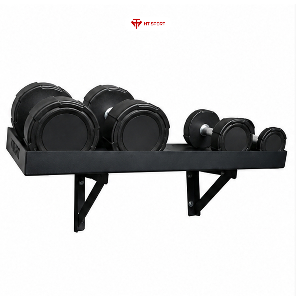 [Phụ kiện gym] Giá treo tạ tay gắn tường HT Sport, Chất liệu thép dày 2mm