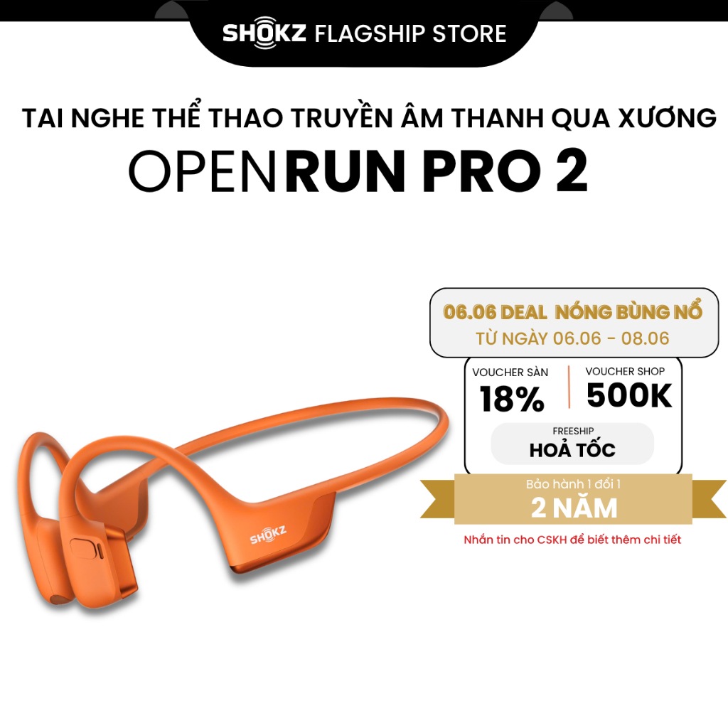Tai nghe truyền xương Shokz OPENRUN PRO 2 S820 - Cam, Đen, Over-ear, IP55