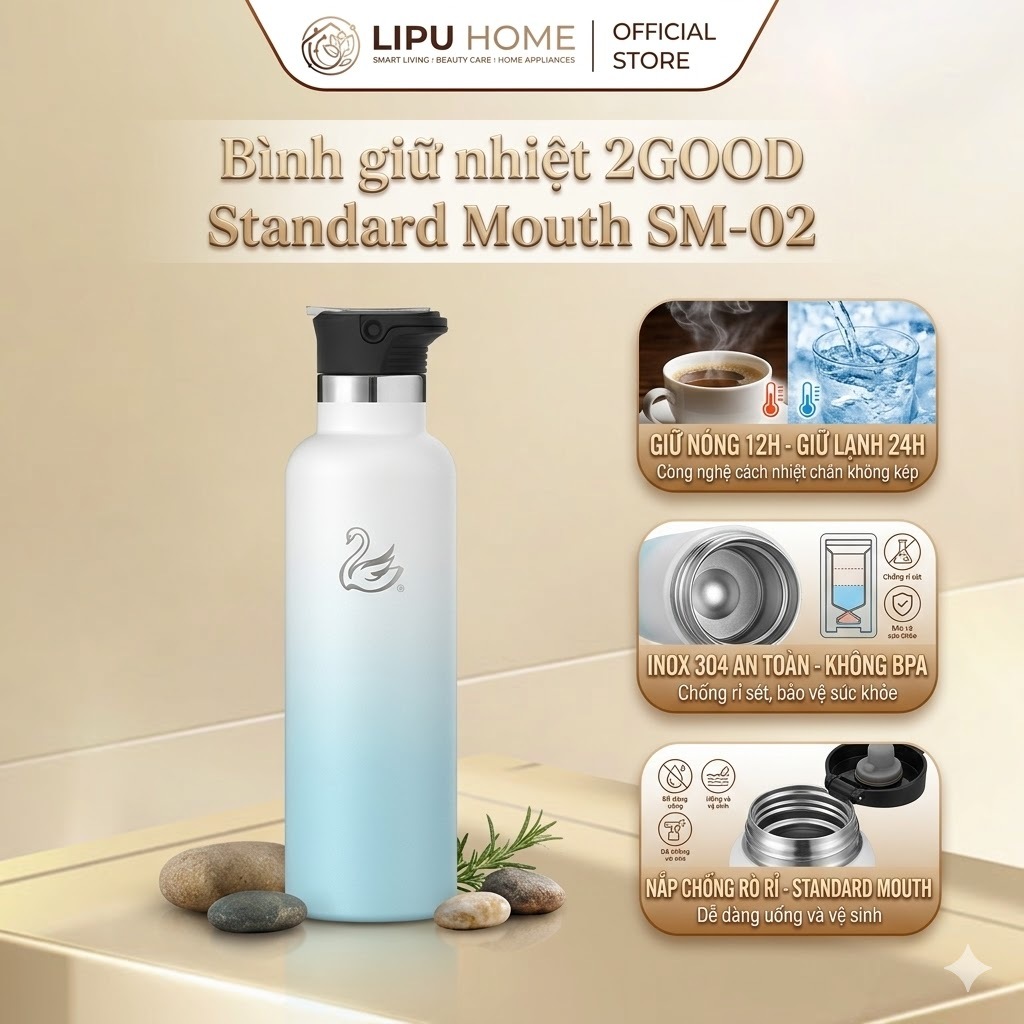 Bình giữ nhiệt 2GOOD Mouth SM-02/ WM02 - DUNG TÍCH 532/621/946 ML - Chính hãng Mới