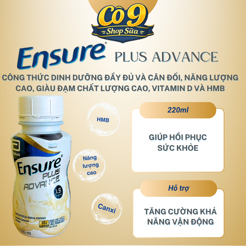 Lốc 6 chai - Thực phẩm dinh dưỡng y học: Ensure Plus Advance 220ml