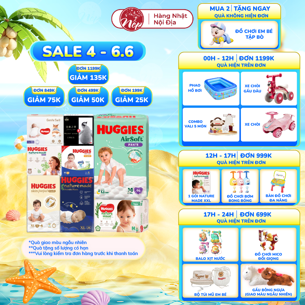 [DK] [TỔNG] Bỉm/tã dán/quần Huggies Platinum Nature Made Size NB60/S82/M64/L54/XL44/XXL26 - nepshop1