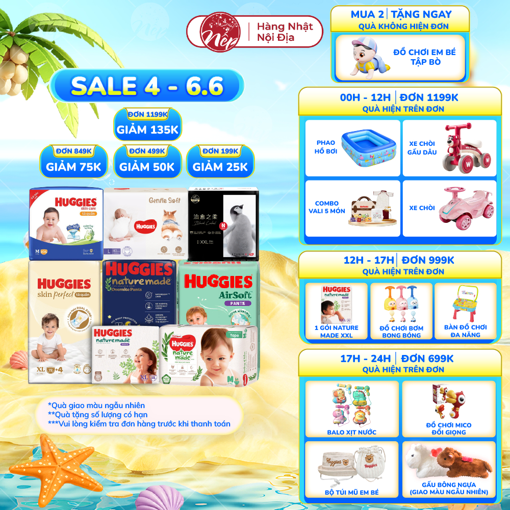 [SVIP] [TỔNG] Bỉm Tã dán quần HUGGIES NATURE MADE size M58/L44/XL 38/XXL26/S82/NB60 - nepshop1