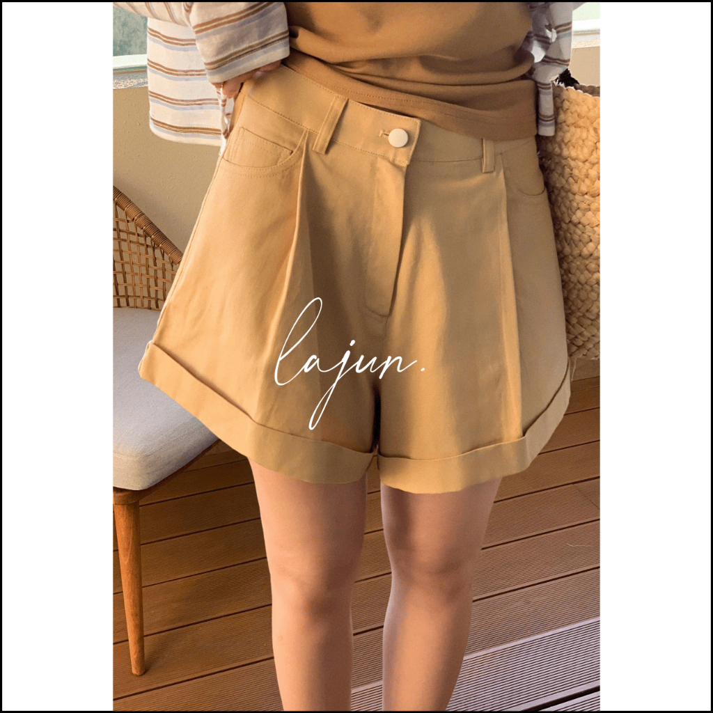 [LAJUN KOREA] Quần Shorts Roll Up Gập Lai Form Xoè A Nhẹ Hai Túi Sau Chất Mềm / Quần Đùi Basic