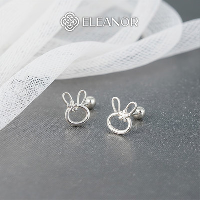 Bông tai nữ chuôi bạc 925 Eleanor Accessories hình thỏ mini phụ kiện trang sức khuyên tai 12020