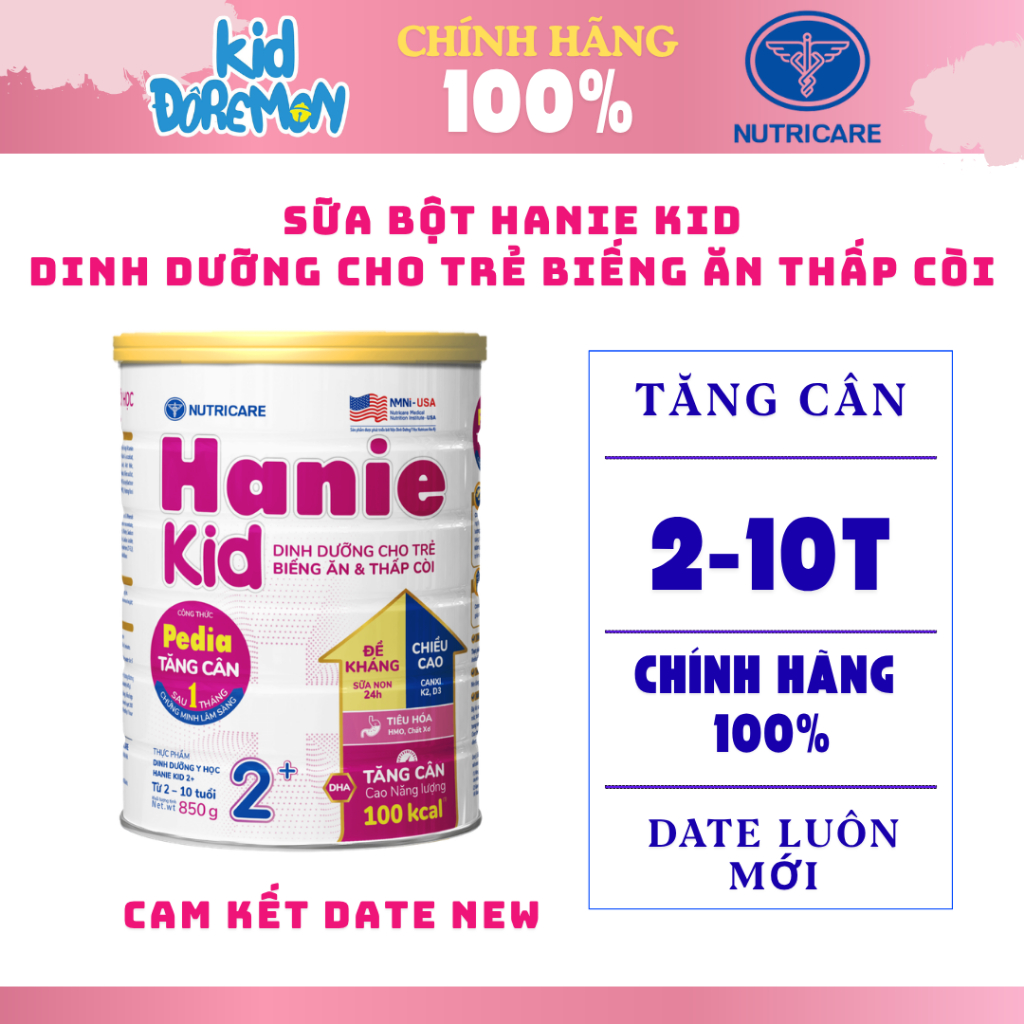 [NutriCare] Sữa Bột NutriCare Hanie Kid 2+ 850gram cho bé mẫu mới