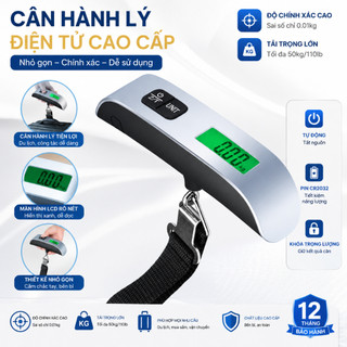 Cân Hành Lý Điện Tử Màn Hình LCD 110lb/50kg Có Đèn Nền Tiện Dụng