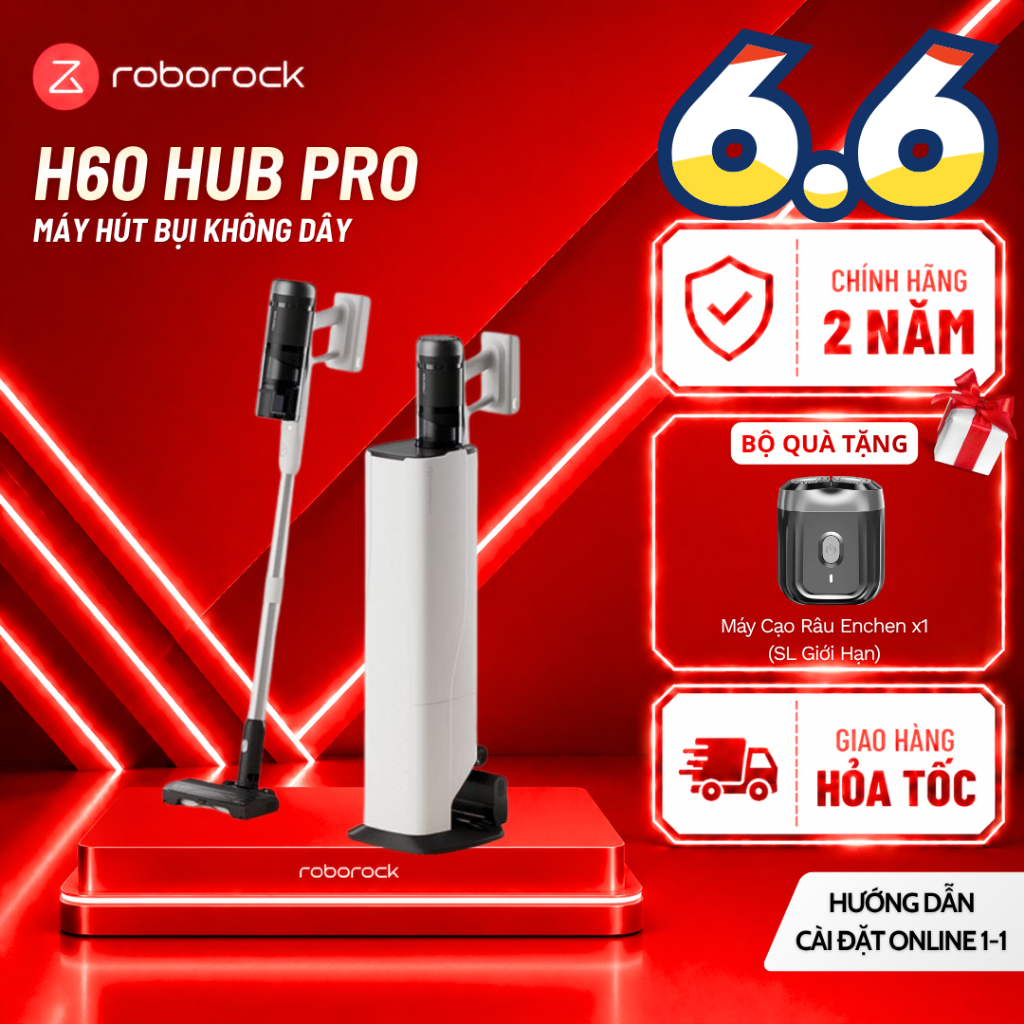 Roborock H60 Hub Pro - Máy hút bụi lau nhà Roborock H60 Hub Pro | Flexi Lite - Bản Quốc Tế