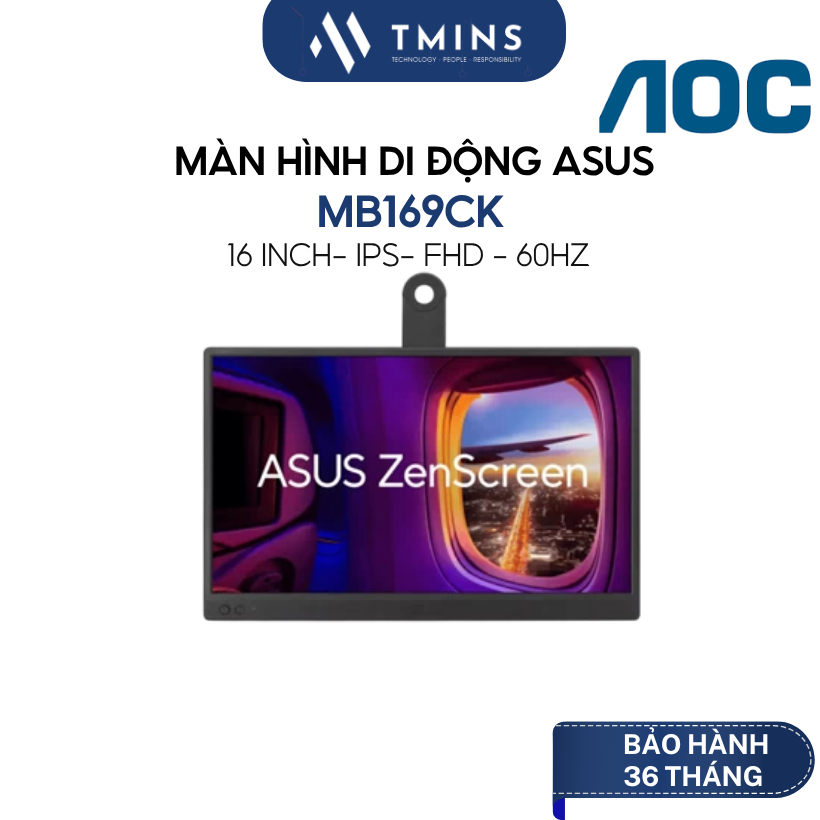 Màn hình di động USB ASUS ZenScreen MB169CK - 16 inch, FullHD, IPS, Type-C, lọc ánh sáng xanh