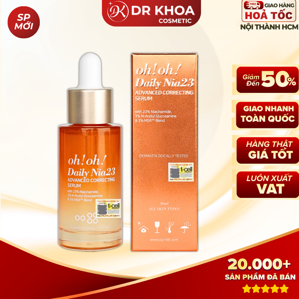 [T-CELL] Serum Ohoh Daily Nia23 Advanced Correcting B3 Niacinamide 23% Giảm Nhờn, Đều màu da 30ml Dr