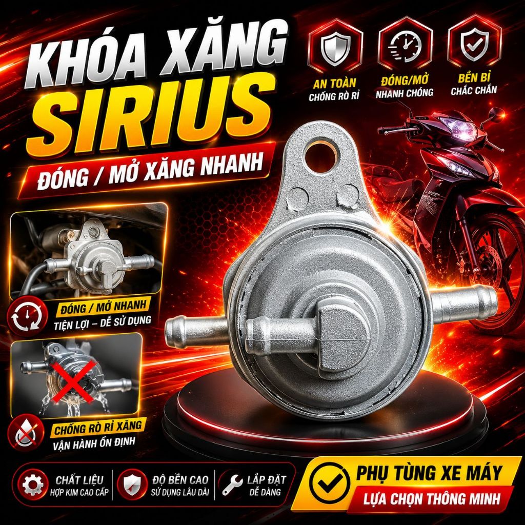 KHÓA XĂNG SIRIUS | ĐÓNG/MỞ XĂNG NHANH – CHỐNG RÒ RỈ