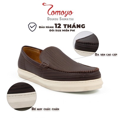SIÊU SALE 8.8 - Giày Slip-on Sneaker Đế May Nam Tomoyo TMN51002 – Da bò thật cao cấp, đế cao su nguyên khối