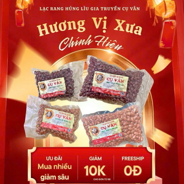 Lạc Rang Húng Lìu Cụ Vân ( chính hiệu ) - Lạc đỏ rang húng lìu 500g – Đậm vị húng lìu cổ truyền,đồ ă