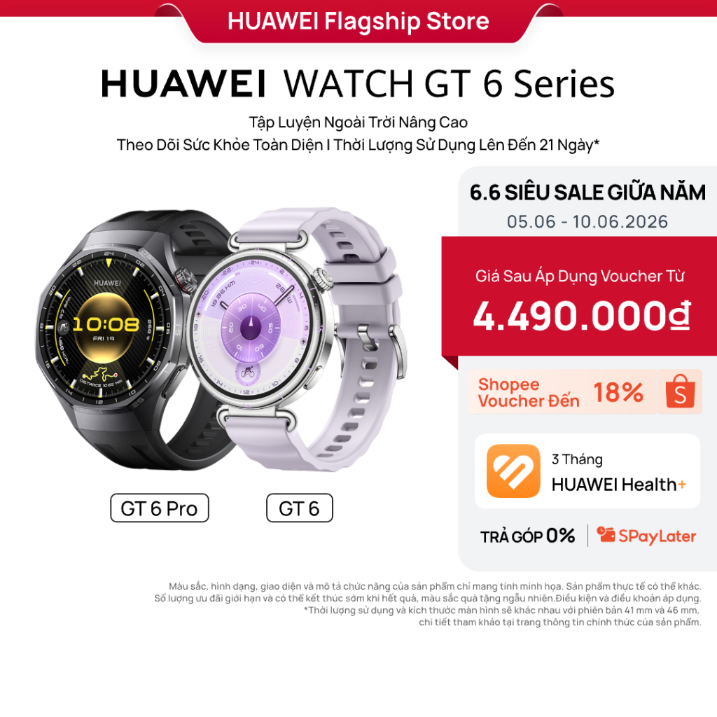Đồng Hồ Thông Minh HUAWEI WATCH GT6 Series | Tập Luyện Nâng Cao | Theo Dõi Sức Khỏe Toàn Diện | Pin 