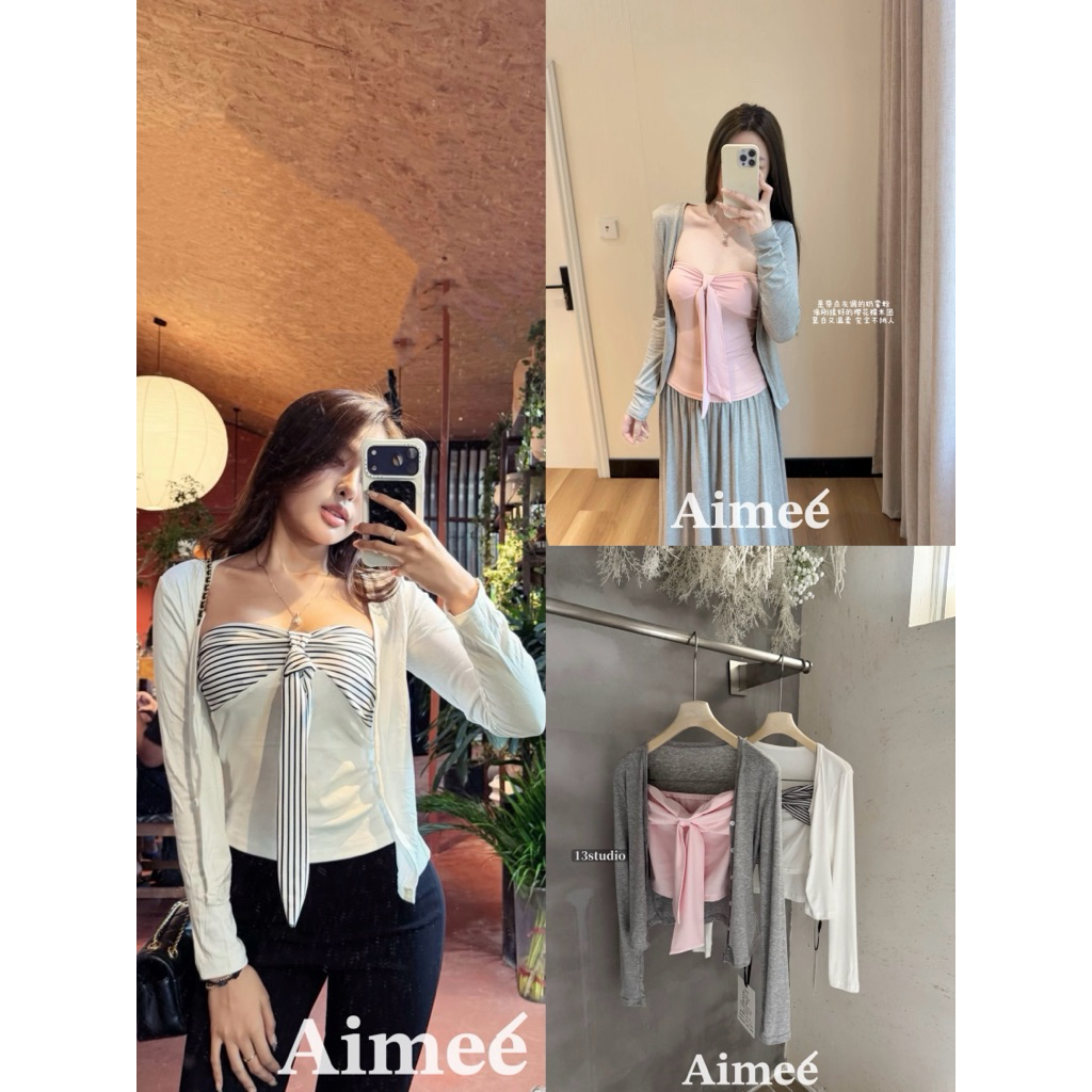 𝐜𝐢𝐧𝐝𝐲.𝐬𝐭𝐮𝐝𝐢𝐨 SET ÁO QUÂY+CARDIGAN MỎNG BASIC