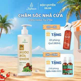 Nước rửa chén chiết xuất bồ hòn và tinh dầu bạc hà 500ml julyhouse khử mùi tanh