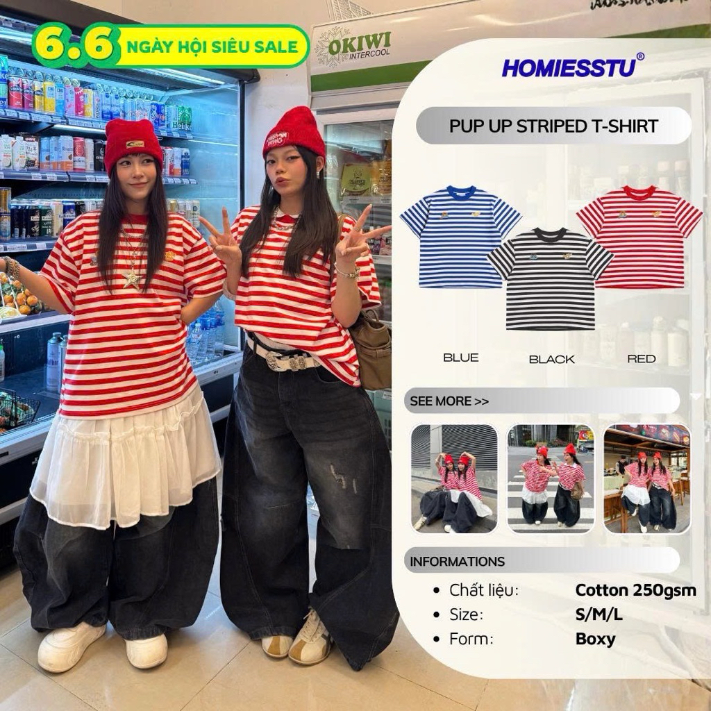 Áo Thun Boxy Sọc Ngang Cool Pup Club Local Brand Homiesstu, Áo Nam Nữ Unisex Menswear Hot Trend 2025 | BigBuy360 - bigbuy360.vn