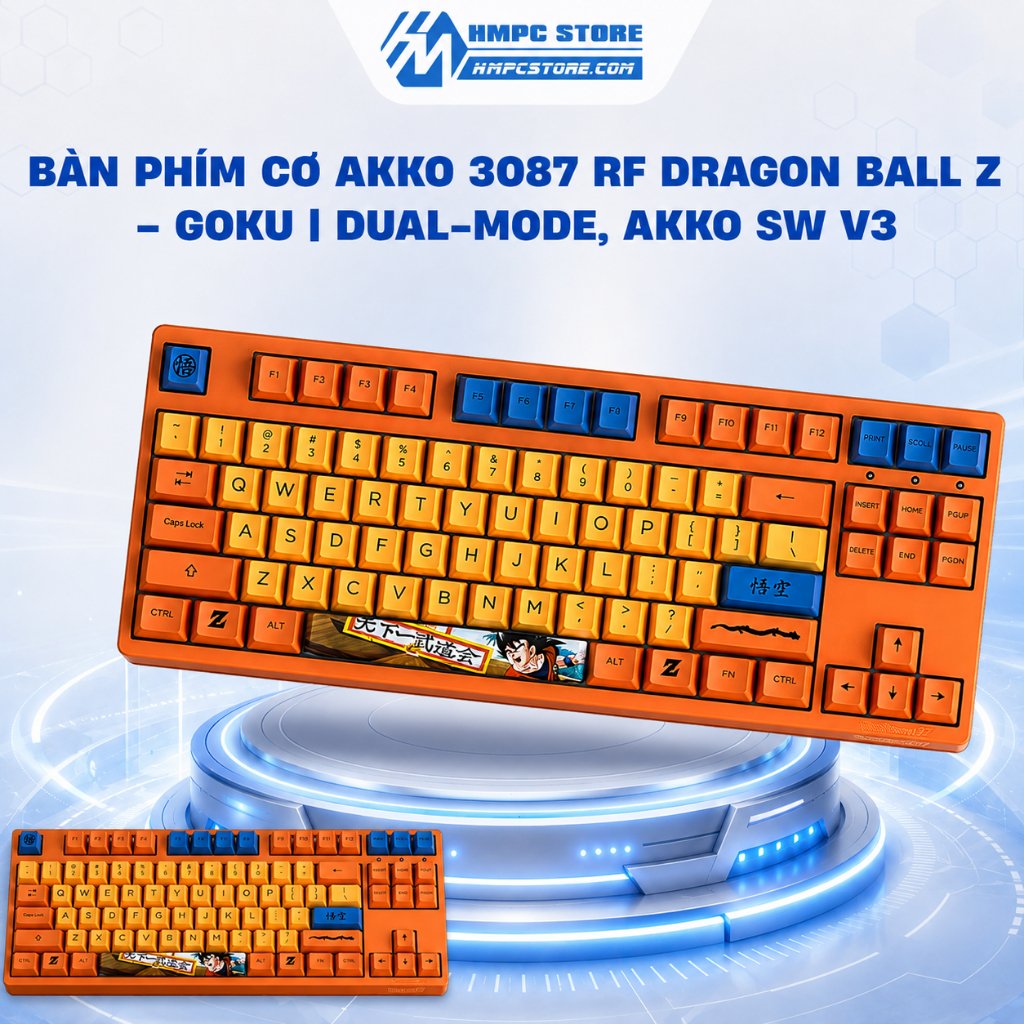 Bàn phím cơ AKKO 3087 RF Dragon Ball Z – Goku | Dual-Mode, Akko SW V3, Bảo hành 12 tháng
